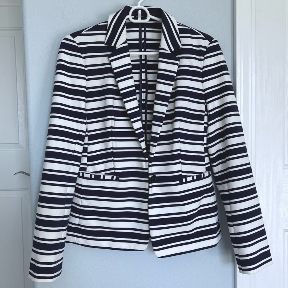 Express Nautical Blue and White Striped Blazer